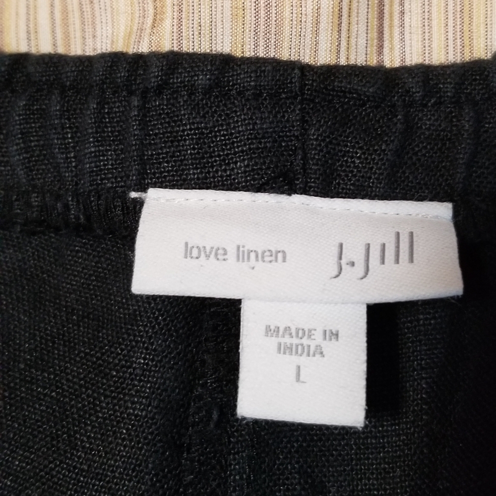 EUC J. Jill Black Linen Cropped Pants Size L - Picture 6 of 8